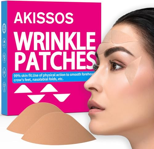 Patch Anti Rides Visage - Akissos 80 PCS Lifting Visage,Face Lift Tape pour le front, les rides du 11,les yeux et les du sourire,Bandes de face tape à utiliser pendant la nuit,Après soin de la peau