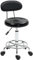 HOMCOM Rollhocker höhenverstellbar Drehhocker Drehbar Salon Hocker mit Lehne, Rädern, Arbeitshocker mit Verstellbarer Fußstütze für Büro, Kunstleder, 32 x 40 x 70-86 cm, Schwarz