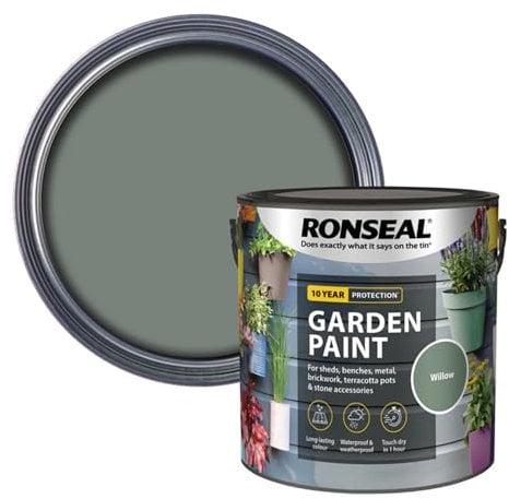 AOC24 Garden Fence Paint 2.5l – Multi-Surface Exterior Paint for Wood, Brick, Metal, Stone & Terracotta – Waterproof, Resists Fading, Matt Finish for Sheds, Fences, Garden Furniture Paint Willow