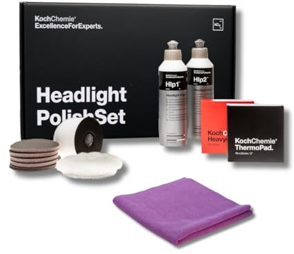 Koch Chemie Headlight Polish Set per la preparazione dei fari, set per fari, fari ciechi, accessori inclusi