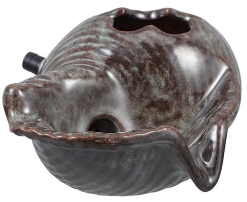 VANZACK Keramischer Wasserspeier Muschelform Für Teich Und Garten Dekoratives Wasserspiel Mit Hydroponischer Pflanzunterstützung Für Außenbereiche Und Terrassen