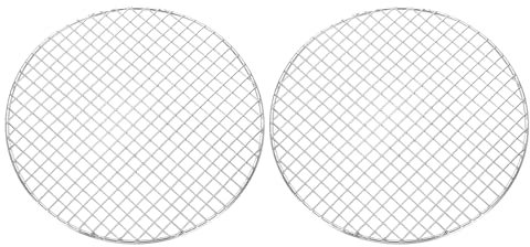 sourcing map 2 Stück rundes Grillrost, Durchmesser 24 cm, Edelstahl-Grillrost, Kreuzdraht, Grillrost zum Kochen, Backen, Luftfritteusen-Gestelle, Silber