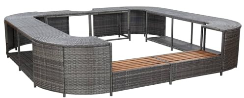 Tidyard Skimmer Piscine Hors Sol,aspirateur Piscine Hors Sol Cadre de Spa carré Gris 268x268x55 cm résine tressée