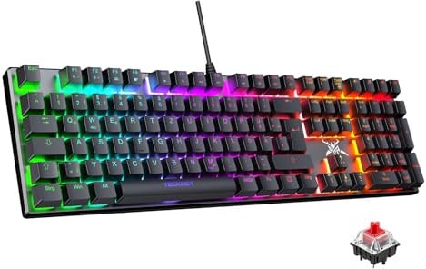TECKNET Mechanische Gaming-Tastatur, QWERTZ, Red Switch, Anti-Ghosting