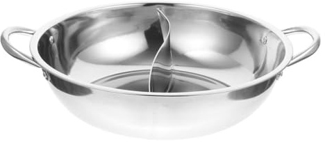 MUCKLILY Geteilter Hot Pot Topf Edelstahltopf mit Trennwand für Induktionsherd Gasherd 30cm Feuertopf Küchenkochgeschirr