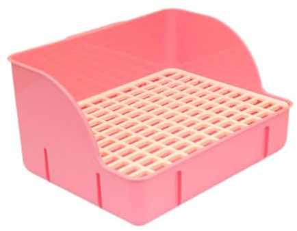 Katzentoilette für Kaninchen, Katzenklo mit Netzboden, Spritzsichere Liegeschale, Töpfchen für Meerschweinchen, Haustiertoilette für Ratten Und Hamste, Rosa