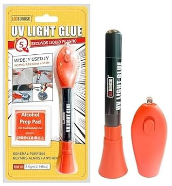 LOCBONDSO UV Kleber Mit Lampe,Kleber Mit UV Licht FüR Glas, Kristall, Acryl | UV Light Glue FüR Transparente OberfläChen – Zum Fixieren, Formen Und Reparieren