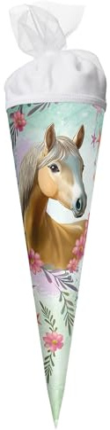 ROTH Schultüte klein 35 cm Pferd Bella – runde Zuckertüte zur Einschulung für Mädchen, kleines Schulanfang Geschenk