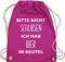 Turnbeutel Rucksack - Festival Zubehör - Bitte nicht schubsen ich hab Bier im Beutel - Unisize - Fuchsia - bierrucksack festival-bag geschenk weihnachten alkohol stoffbeutel biertasche