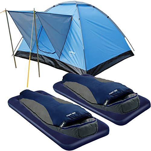 Zeltset 3 Personen Iglu Zelt 2X BW-Luftbett 2X Schlafsack Festival Explorer