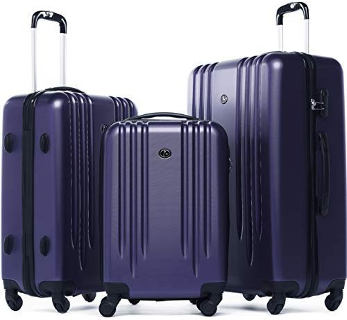 FERGÉ set di 3 valigie viaggio Marseille - bagaglio rigido dure leggera 3 pezzi valigetta 4 ruote viola