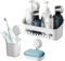 LEVERLOC Shower Caddy Suction Cup Set Shower Organizer & Soap Holder & Toothbrush Holder, Bathroom Shelf Basket NO-Drilling, Removable Suction Storage Waterproof Bathroom Caddy, White