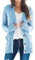 Uusollecy Gilet Long Femme Hiver Chaud De Boutonnage Décontracté Grosse Maille avec Poche Gaufré Cardigan, Bleu, L