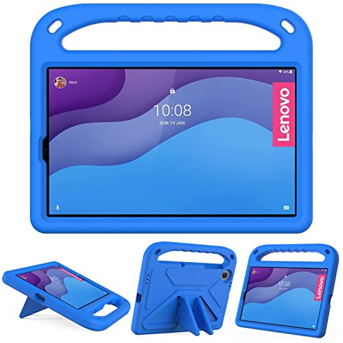 GOZOPO Funda Infantil para Lenovo Tab M10 HD (2nd Gen) 2020 TB-X306F TB-X306X, Ligera Carcasa Niño Antigolpes con Asa, Azul