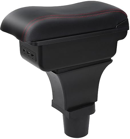 YJYWZH Auto Braccioli Compatible with Fiat 500 Scatola Braccioli 2012-2015 Centrale Portaoggetti Interna Nero Appoggio Poggia Braccio Doppio Strato