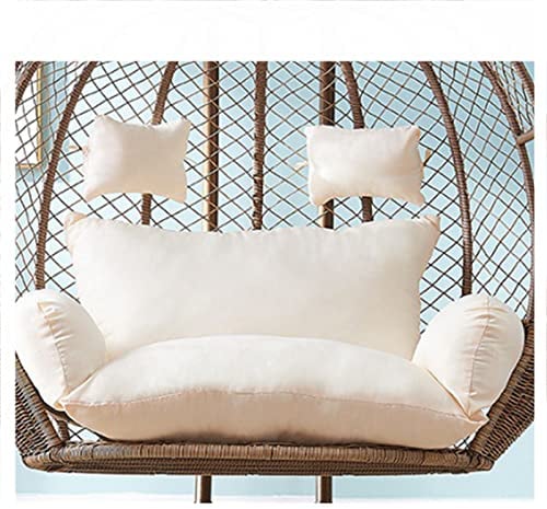 2 Personen Hängesesselkissen Hängendes Ei-stuhlkissen Doppel Hängesessel Sitzkissen Dicker Schaukel Hängekorb Sitzkissen für Patio Garden Outdoor Indoor Doppeltes hängestuhl Polster Auflag(Color:Weiß)