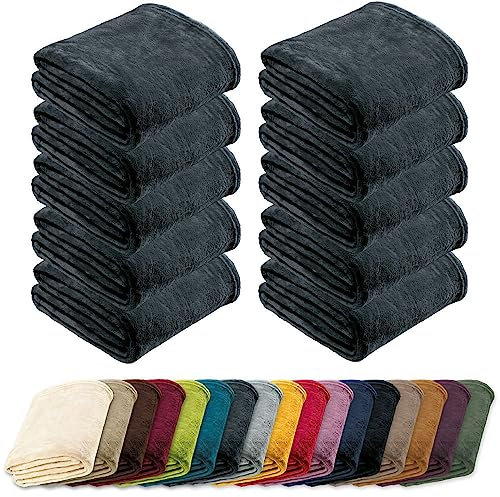 REDBEST Microfaserdecke Amarillo 10er-Pack, Fleece-Wohndecke, Sofadecke anthrazit Größe 150x200 cm - kuscheliger Teddyfleece, pflegeleicht, waschbar
