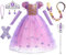 HEYOUTH Deguisement Robe Princesse,Bébé Fille Raiponce Robe,avec 7 Accessoires,Tulle Maxi Costume Carnaval Fille, Déguisement Anniversaire Fête Halloween Noël Partie Carnaval Cosplay (130 cm