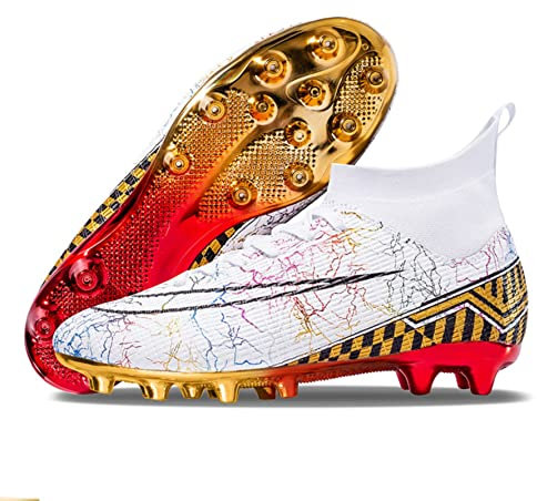 Scarpe professionali da calcio, unisex, adatte per attività all'aperto, per prato artificiale e per competizioni, per bambini e adulti, platino, 41 EU