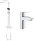 GROHE Colonne de douche avec mitigeur thermostatique Vitalio Start 250, 50% d'économie d'eau et d'énergie, tête de douche 250mm & QUICKFIX Start Robinet de salle de bains lavabo, taille S, chromé