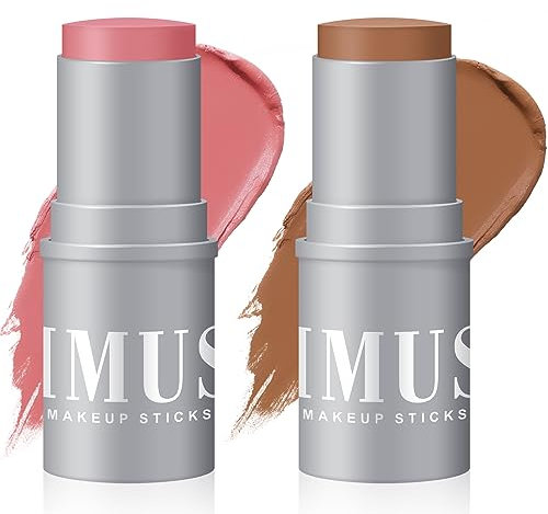 KIMUSE Cream Contour Stick Duo-Cream Blush Stick & Bronzer Shaping Stick-Creamy & Pigmented, Long Lasting & Vegan Face Make Up Sticks (HOPE)
