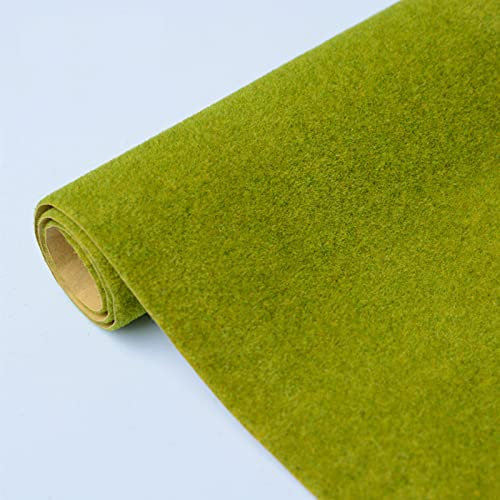 Scakbyer Model Railway Grass Mat, 41 x 100CM Artificial Model Train Grass Mat for DIY Train Railroad Scenery Landscape Crafts Miniature Doll House Project Model Decoration - Type J - Green Yellow