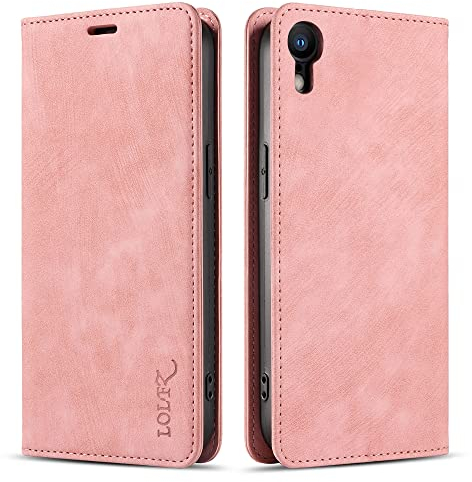 LOLFZ Wallet Case for iPhone XR, Premium Slim PU Leather Case Card Slots Stand Function Magnetic Protective Flip Case Cover Compatible with Apple iPhone XR - Rose Gold
