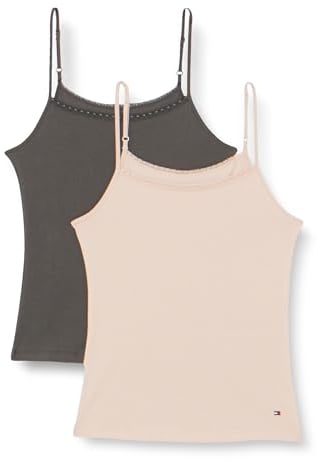 Tommy Hilfiger Damen 2er Pack Tops Stretch, Mehrfarbig (Balanced Beige/Dark Ash), M