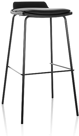 hjh OFFICE Barhocker im Industrial Style LONSO 10 Kunstleder Sitz gepolstert, Barstuhl, Sitzhocker, Metall Schwarz