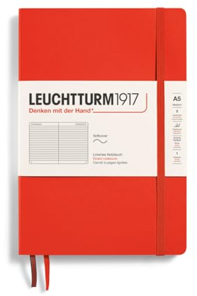 LEUCHTTURM1917 369800 Notizbuch Medium (A5), Softcover, 123 nummerierte Seiten, Lobster, liniert