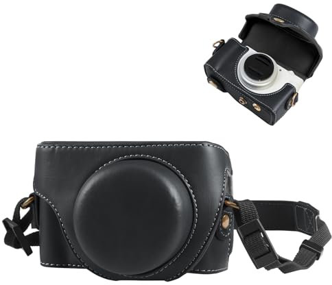 PULUZ Digital Camera Case for Sony ZV-1F Vlog Camera,Full Body Leather Camera Bag with Sony ZV-1F Case Shoulder Strap-Travel Protective Carrying Storage Bag (Black)