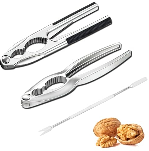 WOKICOR 3 Pièces Casse Noix et Noisettes, Casse-Noisette Métal Casse Noix Casse-Noix en Acier Inoxydable, Pince Noyer idéal pour Secs à Coques comme des Noix, Amandes, Noisettes