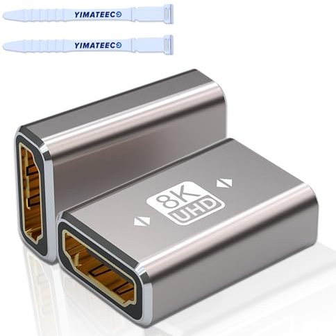 YIMATEECO Lot de 2 adaptateurs HDMI 8 K femelle vers femelle 2.1 - Prise en charge 8K @ 60Hz 4K @ 120Hz UHD 1080p pour ordinateur portable, HDTV, PC, lecteur DVD