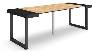 Skraut Home | Ausziehbarertisch | Multifunktionaler ausziehbarer | 220 | Für 10 Gäste | Massivholz Beine | Moderner Stil | Schwarz Eiche