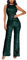 shownicer Overall Damen Jumpsuit V-Ausschnitt Ärmellos Elegant Bodysuit mit Gürtel Pailletten Eng Einteiler Hohe Taille Playsuit A Dunkelgrün L