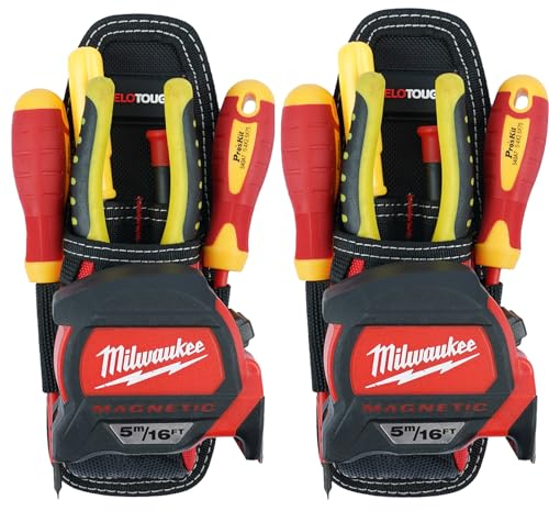 MELOTOUGH Small Tool Pouch Electrican Clip on Tool Pouch,Tool Belt Holster Mini Electrical Tool Holder with Sanp Clip Red Color 2 pcs