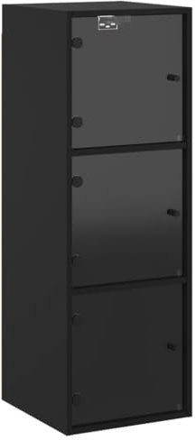 vidaXL Wandschrank, Hängeschrank mit Glastüren, Schrank mit Stauraum für Wohnzimmer, Küchenschrank Badschrank Wandmontage, Modern, Schwarz