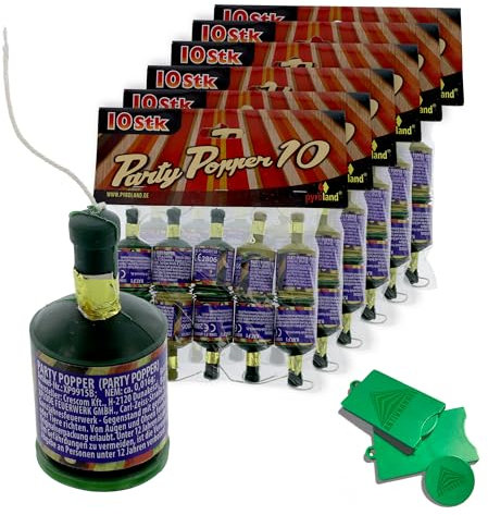 AKTIVHANDEL Party Popper 60er Set Tischfeuerwerk, Party Deko für Silvester, Geburtstag, Hochzeit und Feiern, Feuerwerk der Kategorie F1 inkl. Einkaufswagenchip