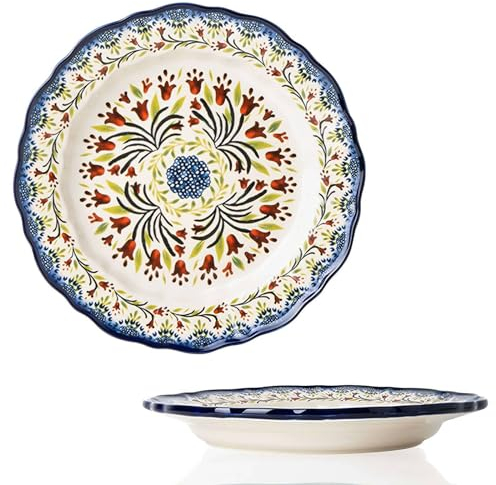 TYMYYS Pastateller Groß Tief, 8 Speiseteller, Kuchenteller, Mehrweg Teller Set, Pastateller, Nudelteller, Salatteller, Suppenteller, Dessertteller-Tulpe-Satz von 2, 8Zoll