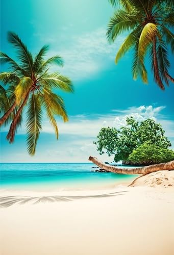 ASDCXZ Strand Hintergrund 3x3.6m, Sommer Tropisch Am Meer Insel Palmen Fotowand Hintergrund, Vinyl Fotobox Hintergrund für Geburtstag Baby Dusche Hawaii Thema Party, Fotostudios Hintergründe