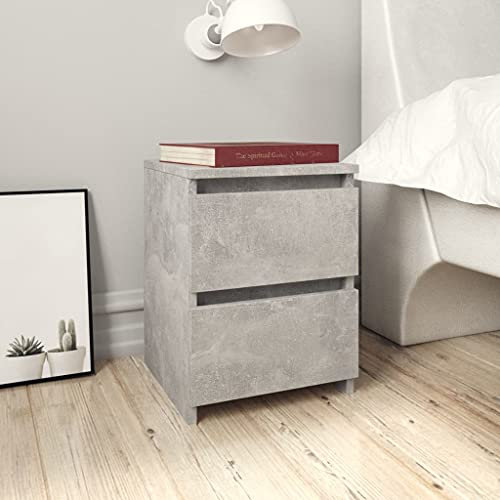 Comodino Grigio Cemento 30x30x40 cm in Legno Multistrato (8,4 kg)-Mobili
