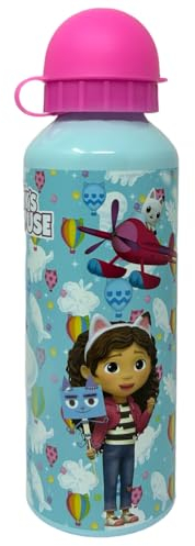 CARTOON Aluminium Trinkflasche Gabby's Dollhouse Flasche mit Schnuller für Kinder 500ml Fuchsia