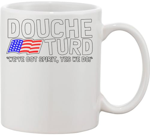 Functon+ Douche Turd We've Got Spirit Yes We Do with Flag of USA Design Keramiktasse Weiß