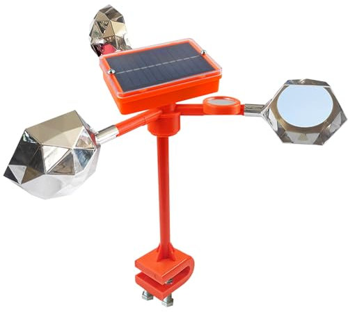 CAKEEYUM Répulsif réfléchissant Contre Les Oiseaux avec effaroucheur Vocal Solaire, réflecteurs d'oiseaux imperméables de 12 Pouces de Haut pour l'extérieur, dispositifs Anti- rotatifs à 360 °, élo