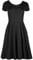 MBN Womens Ladies Cap Sleeve Flared V Neck Evening Party Franki Plain Skater Dresses Black M/L (UK 12/14)