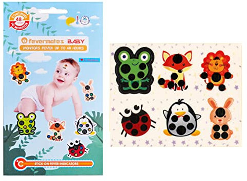 NOLOWY Stick-On Fever Indicator Cute Cartoon Forehead Fever Stickers Temperature Fever Patch for Kids Baby Adults Home Supplies