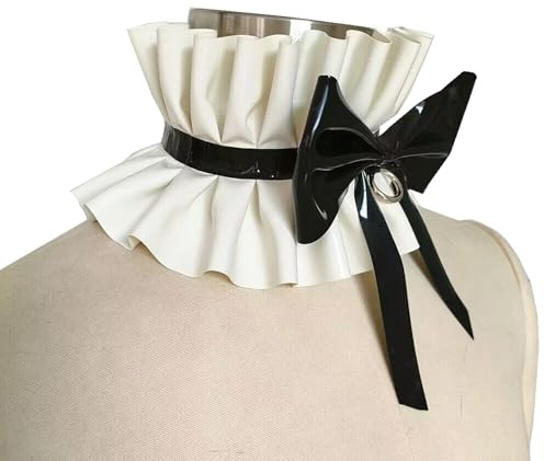 GREEFEI Spitzenhalsband aus Latex Gummi Halsband Rüschenkragen | Naturkautschuk Unisex,Handgefertigt Wasserfest Dehnbar,Dekorativer Plissierter Falscher Kragen,Geeignet für Latex Liebhaber