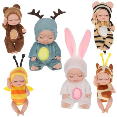 BESTonZON 6piezas Muñeca Durmiente Mini Muñeca Renacida Pequeña De con Ropa De Animal para Niñas para Bebés Pequeños