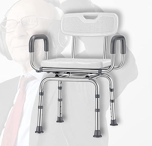 Shower Chair on Wheels - 360° Rotating Bath Seat and Stool for Elderly Adults - Comfortable and Convenient Shower Mobility Aid