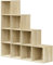 WOLTU Bücherregal mit 10 Fächern, Regal offen, Würfelregal Stufenregal für Deko, Fotos, Pflanzen, Wohnzimmer Schlafzimmer Büro, Helle Eiche, 120x120x30 cm